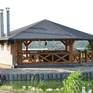 Gazebos made of glued beams